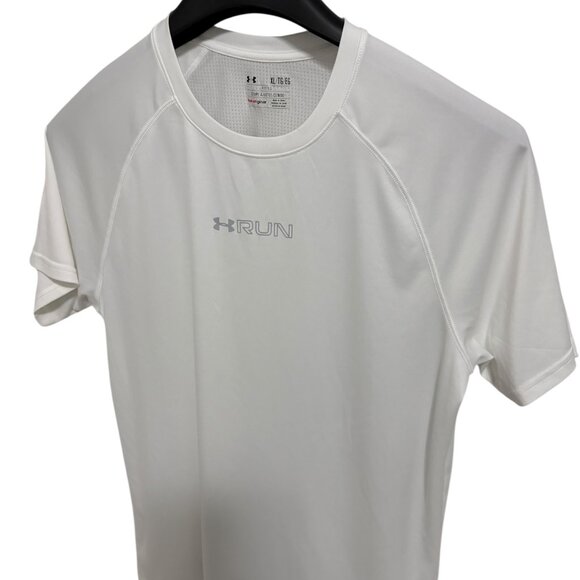 Under Armour RUN Fitted T Shirt Short Sleeve Size Large Heatgear White - Picture 2 of 6